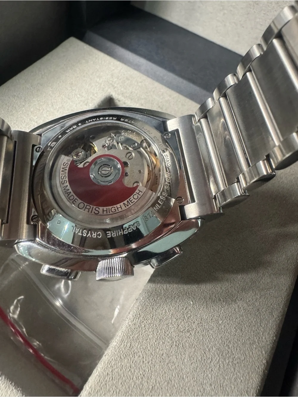 Oris Silver and Black Chronograph Automatic Watch